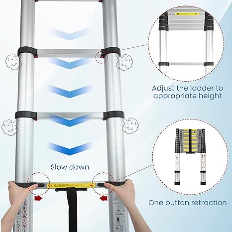 AGARO 3.8m (12.5 ft) Aluminium Telescopic Ladder_image3